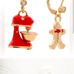 Betsey Johnson Red Mixer and Gingerbread Man Earrings